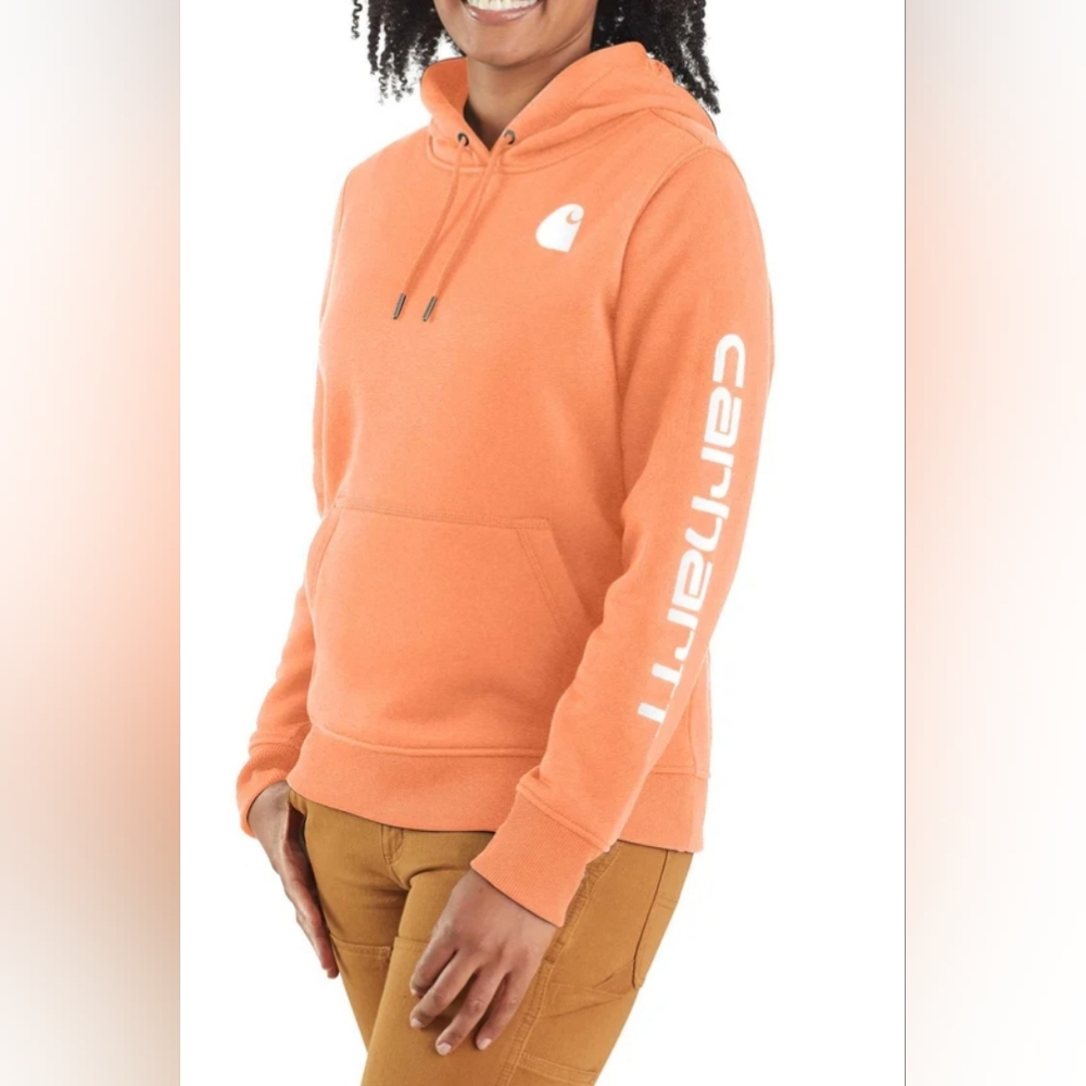 Carhartt Wmn's Midweight Logo Sleeve Graphic Hoodie Size XL Like New MSRP $59.99